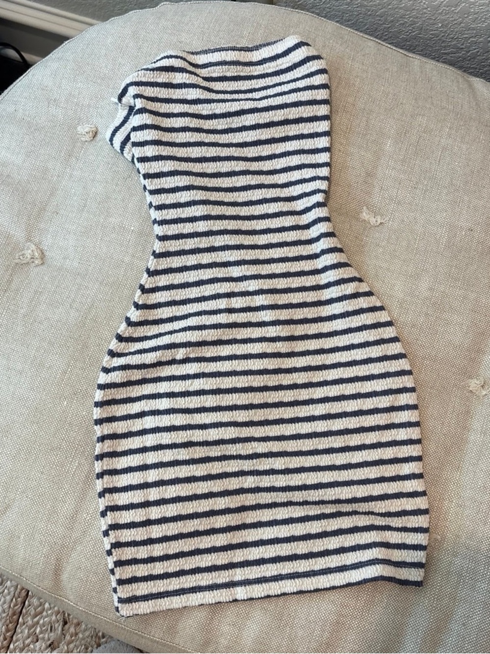Windsor One-Shoulder Striped Knit Dress - Navy & White